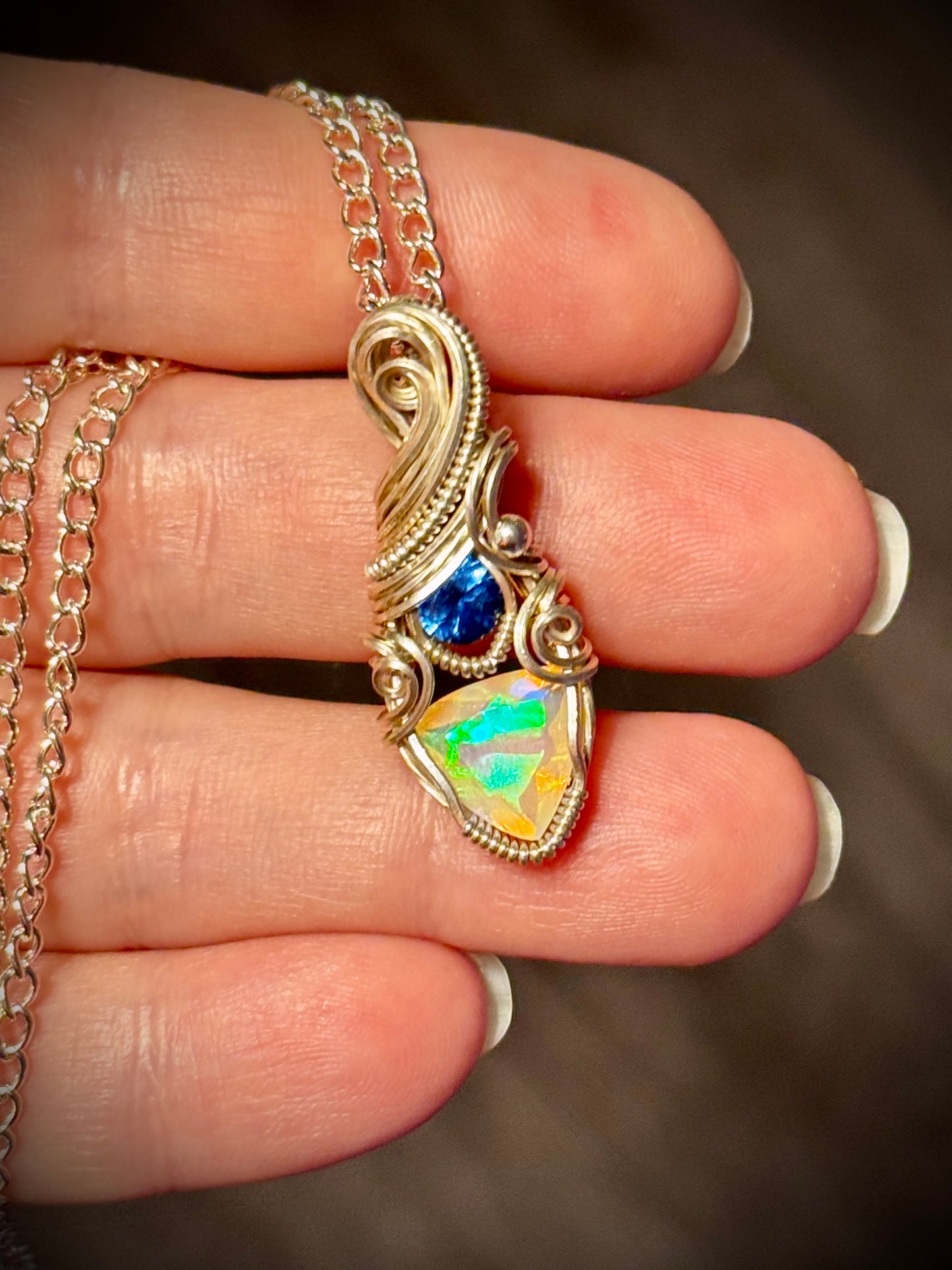 .Opal and Blue Topaz