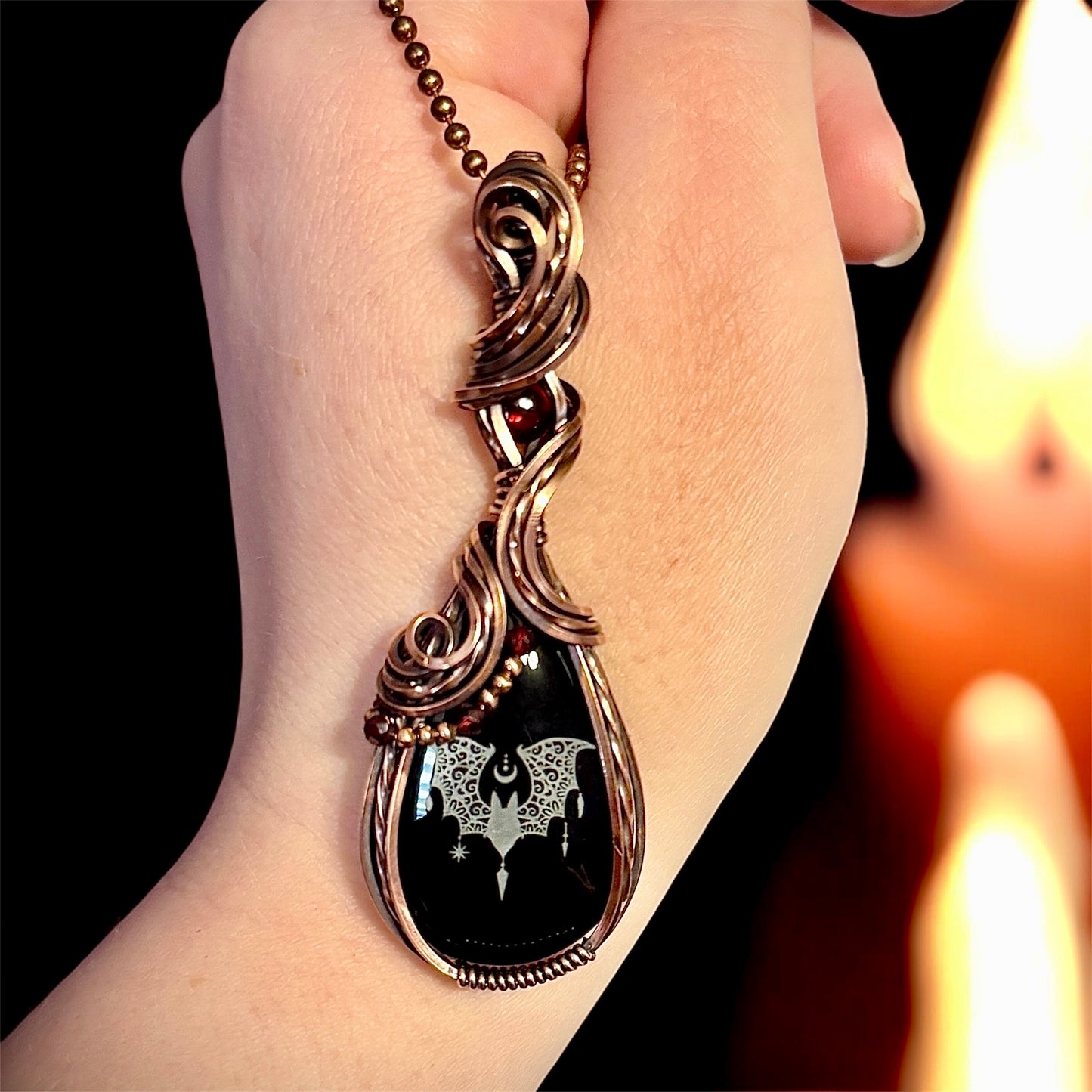 .Onyx Bat pendant
