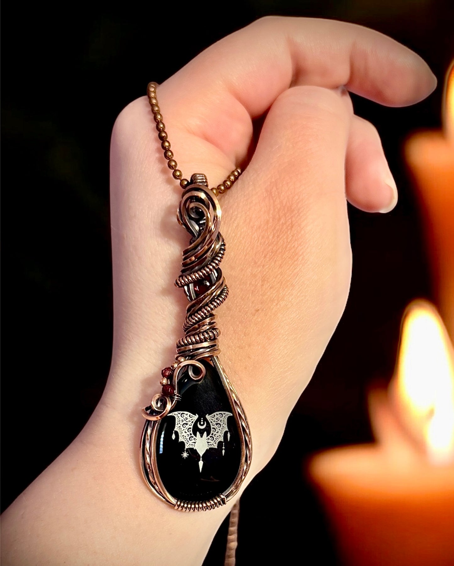 .Onyx Bat pendant