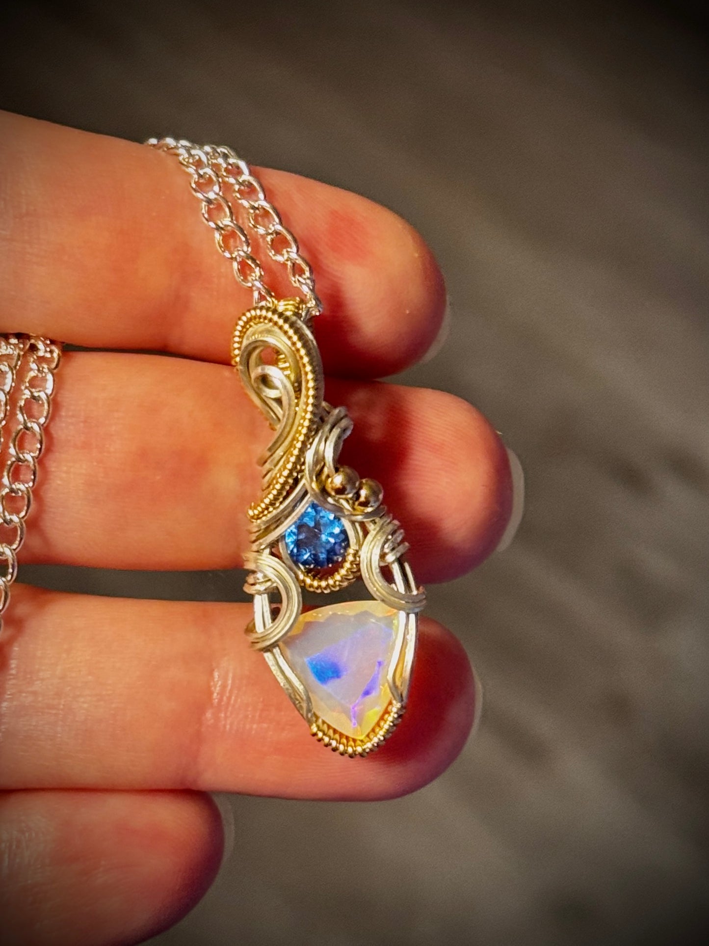 .Opal and Blue Topaz