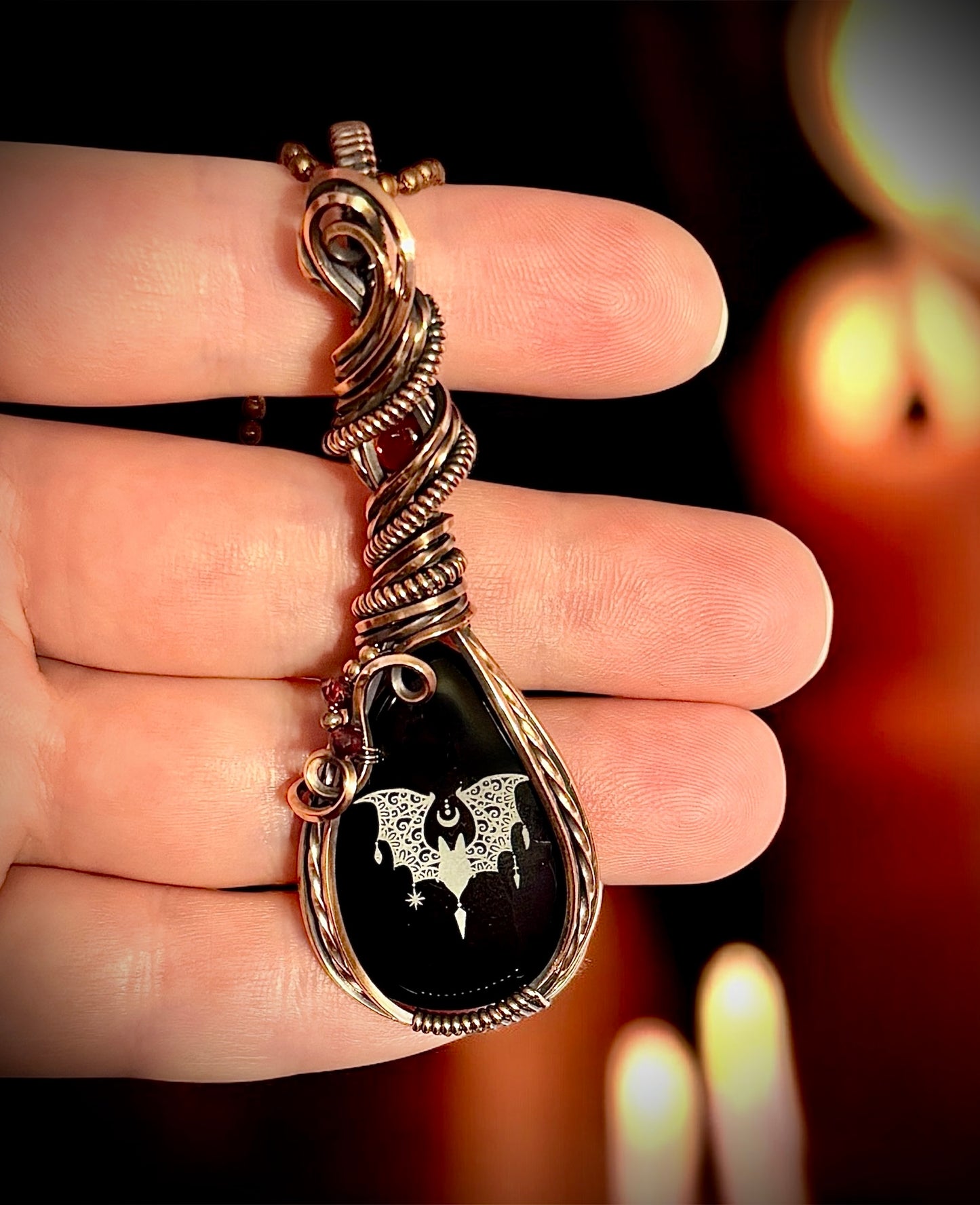 .Onyx Bat pendant
