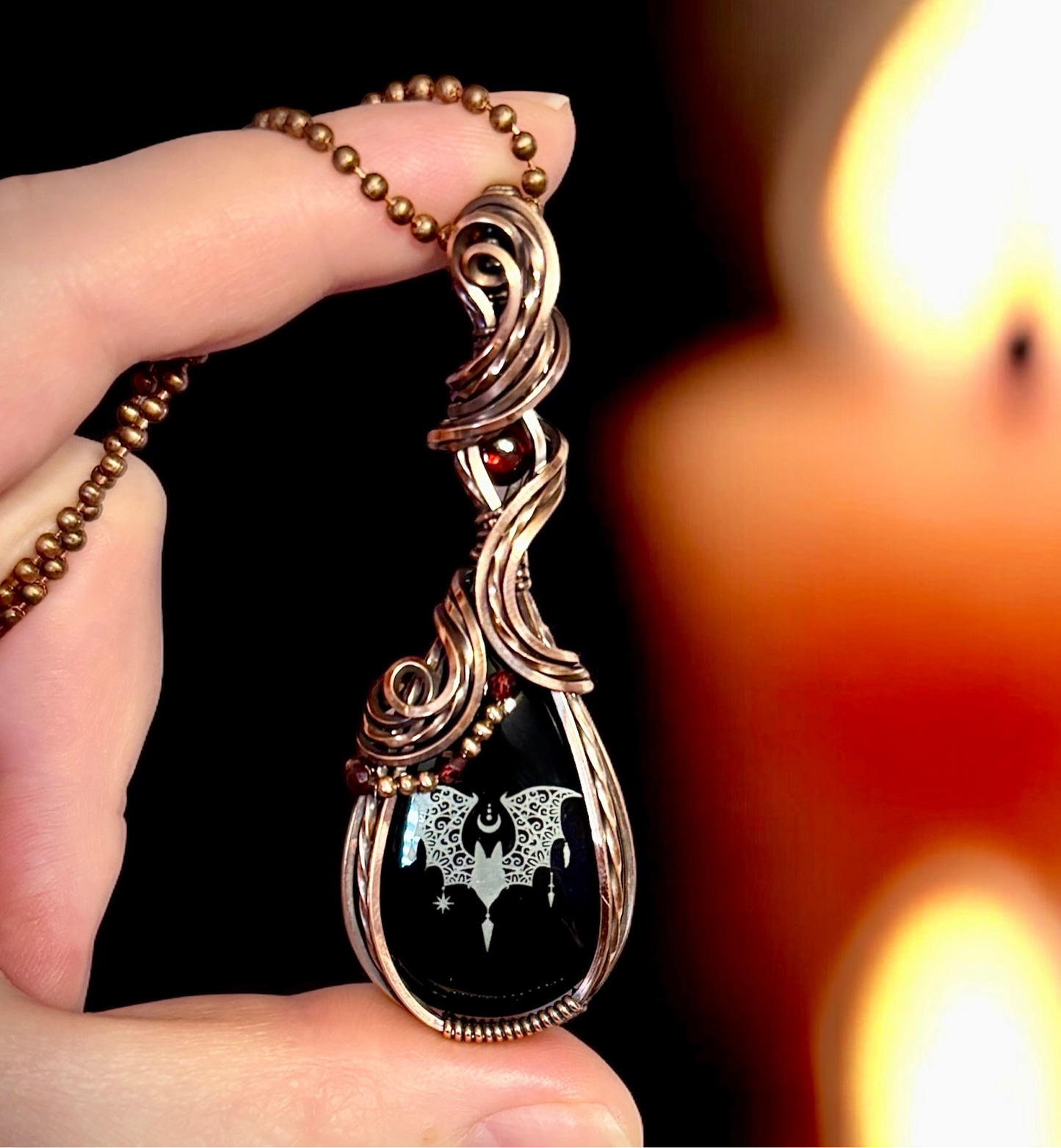 .Onyx Bat pendant