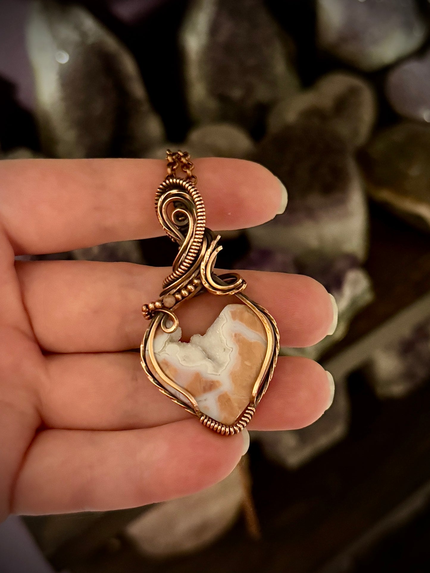 .Cotton Candy Agate heart