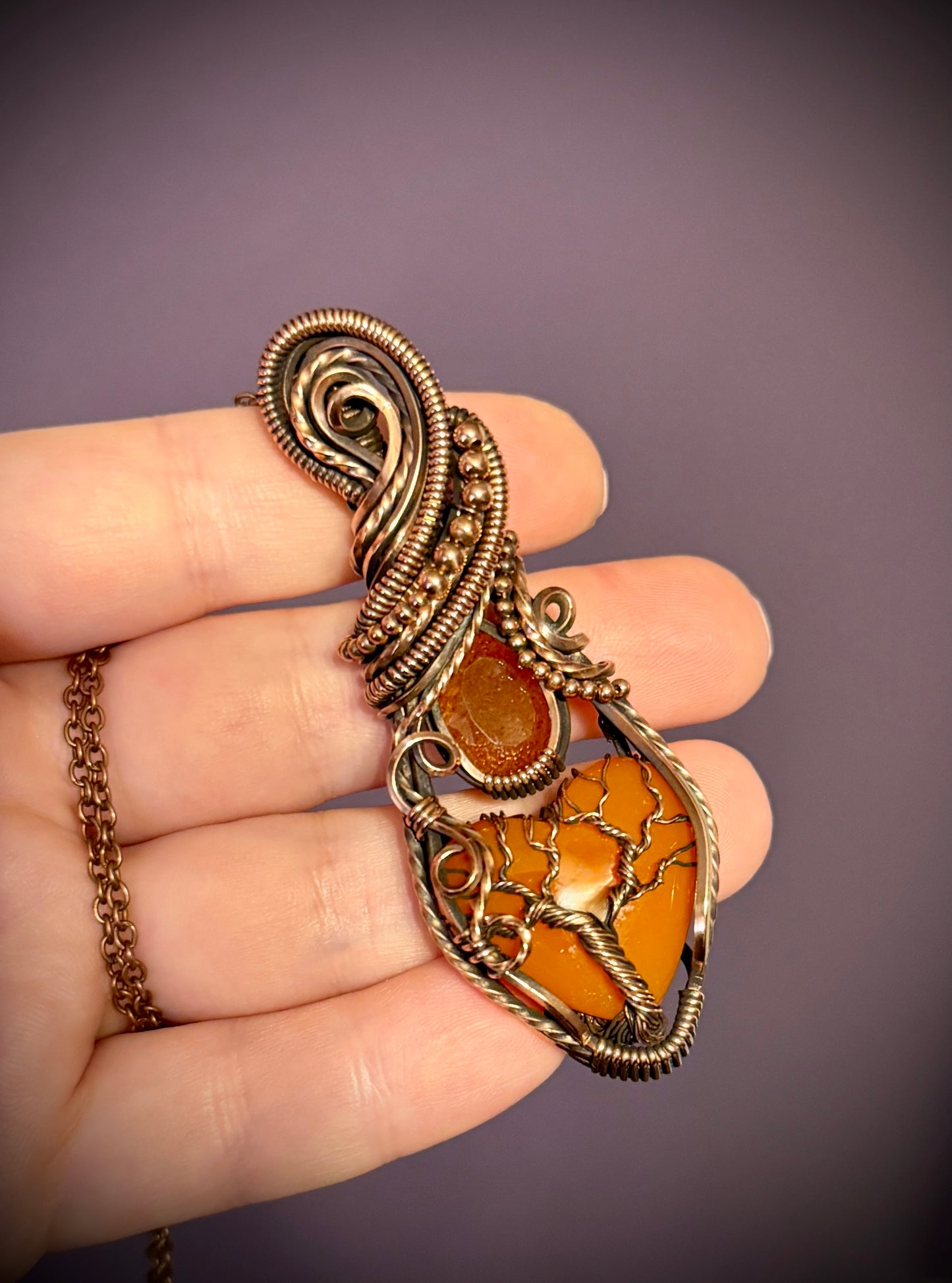 .Carnelian heart and Sunstone