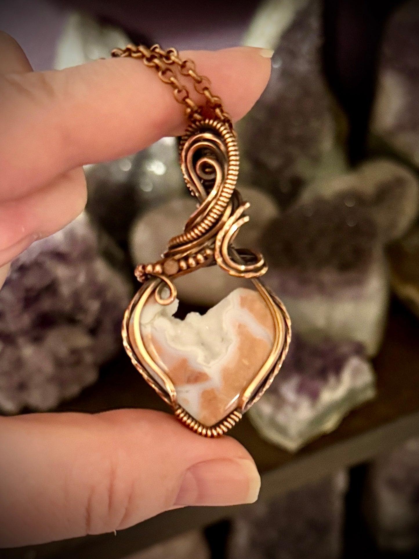 .Cotton Candy Agate heart