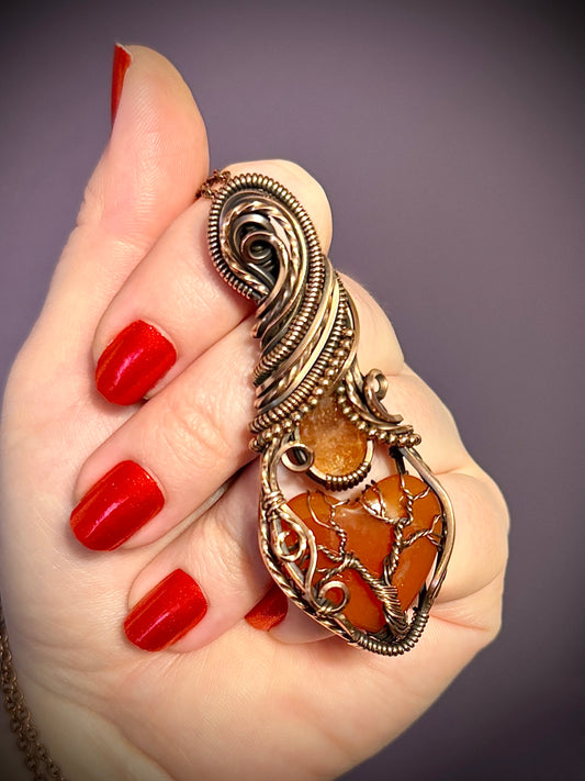 .Carnelian heart and Sunstone