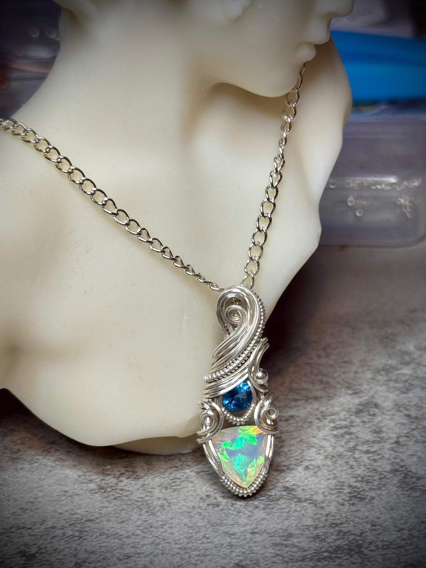 .Opal and Blue Topaz