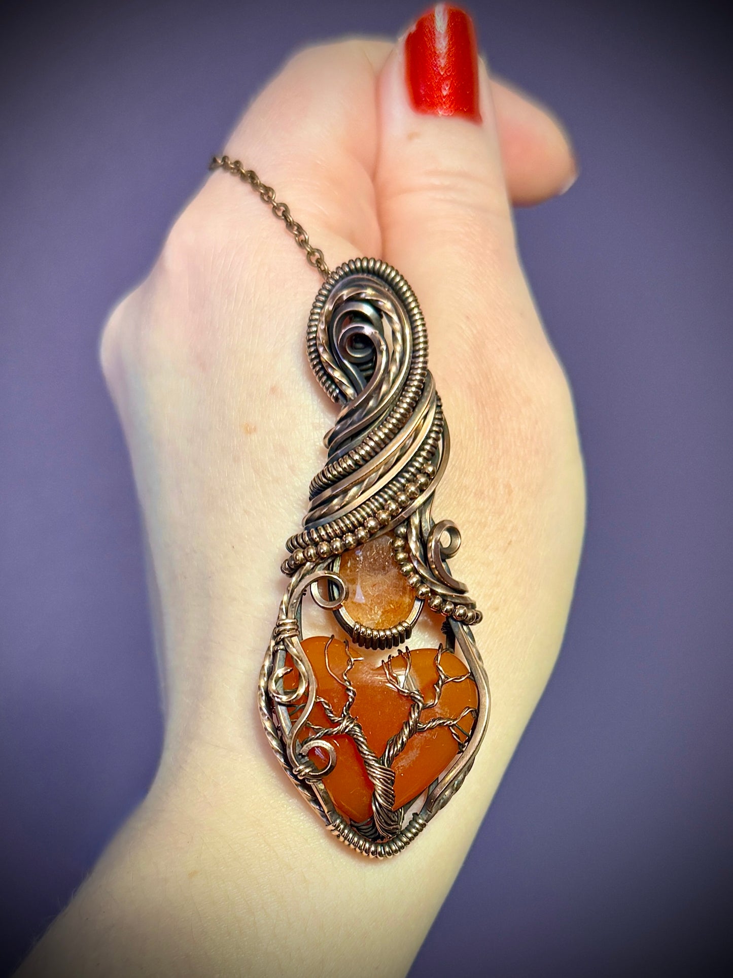 .Carnelian heart and Sunstone