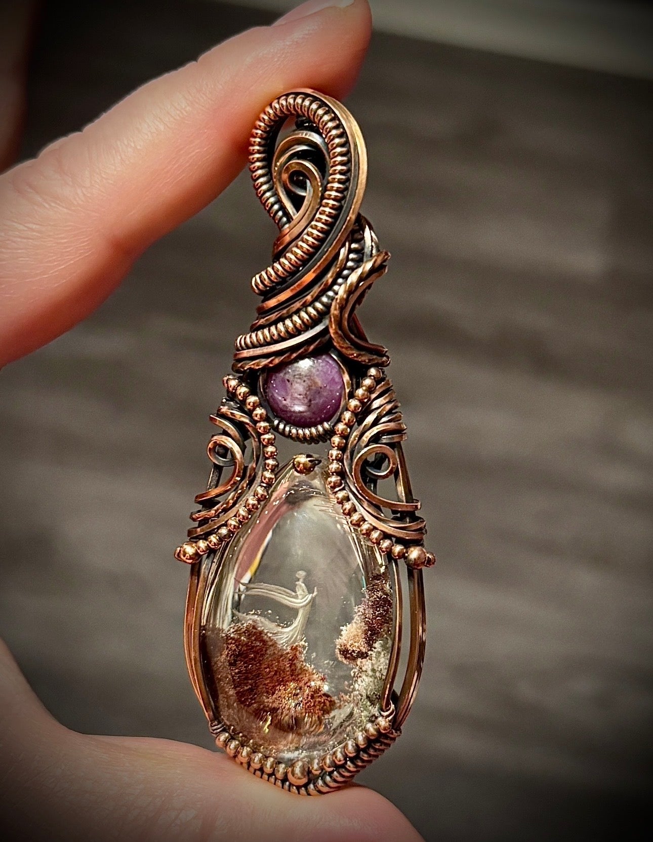.Lodolite Quartz and Ruby