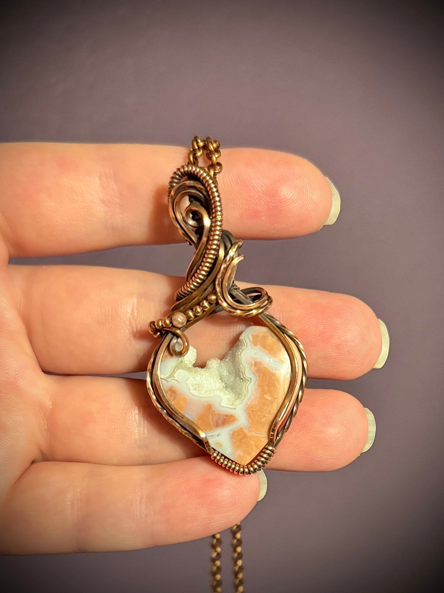 .Cotton Candy Agate heart