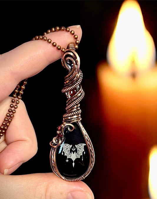 .Onyx Bat pendant