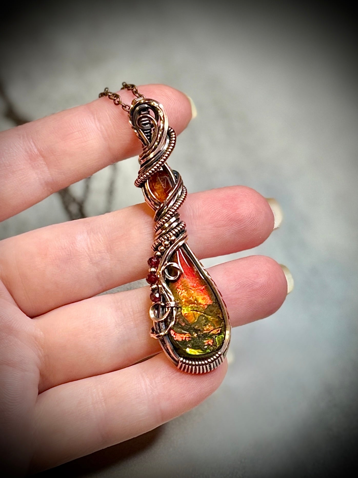 Ammolite and Garnet