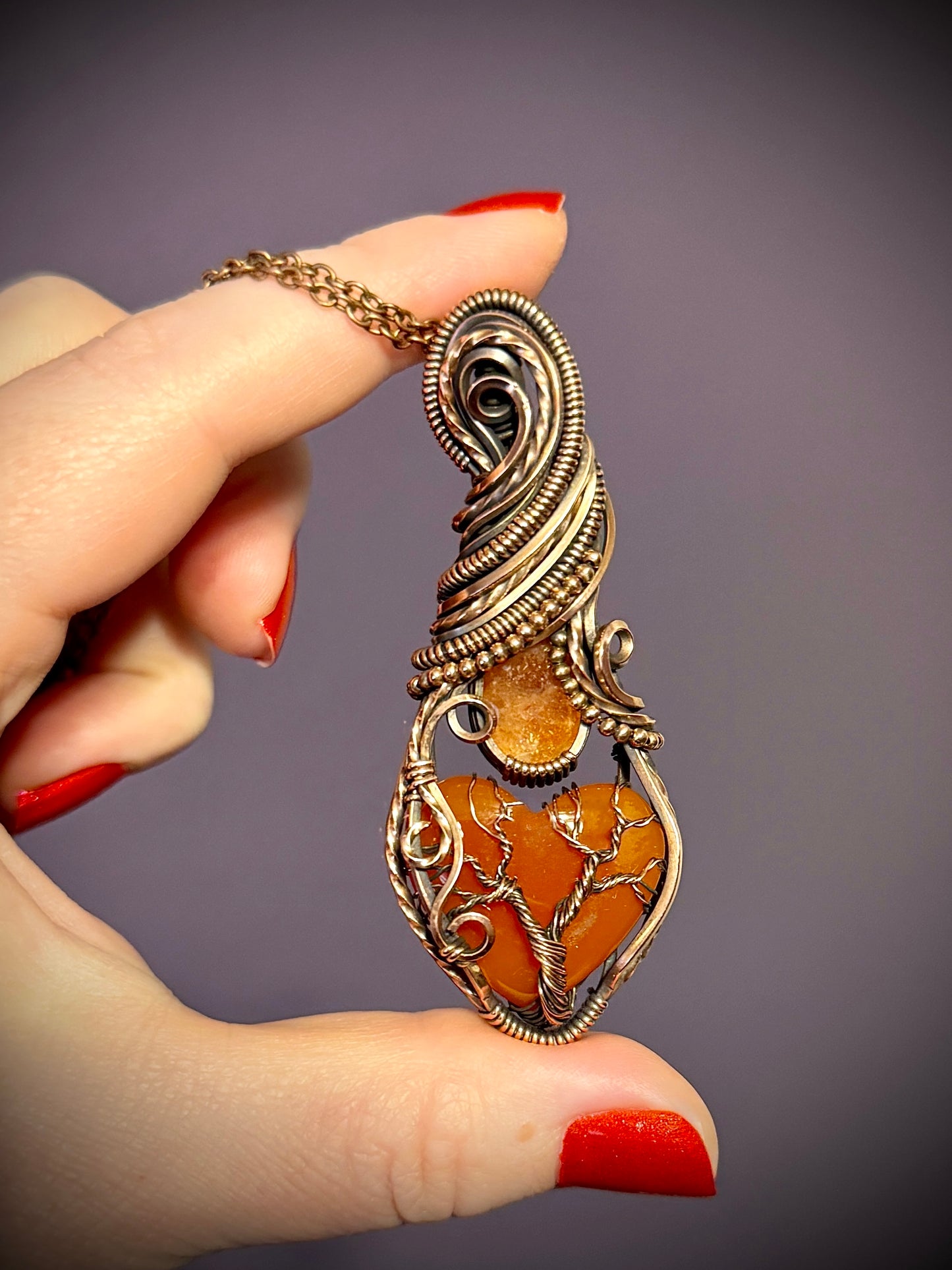 .Carnelian heart and Sunstone