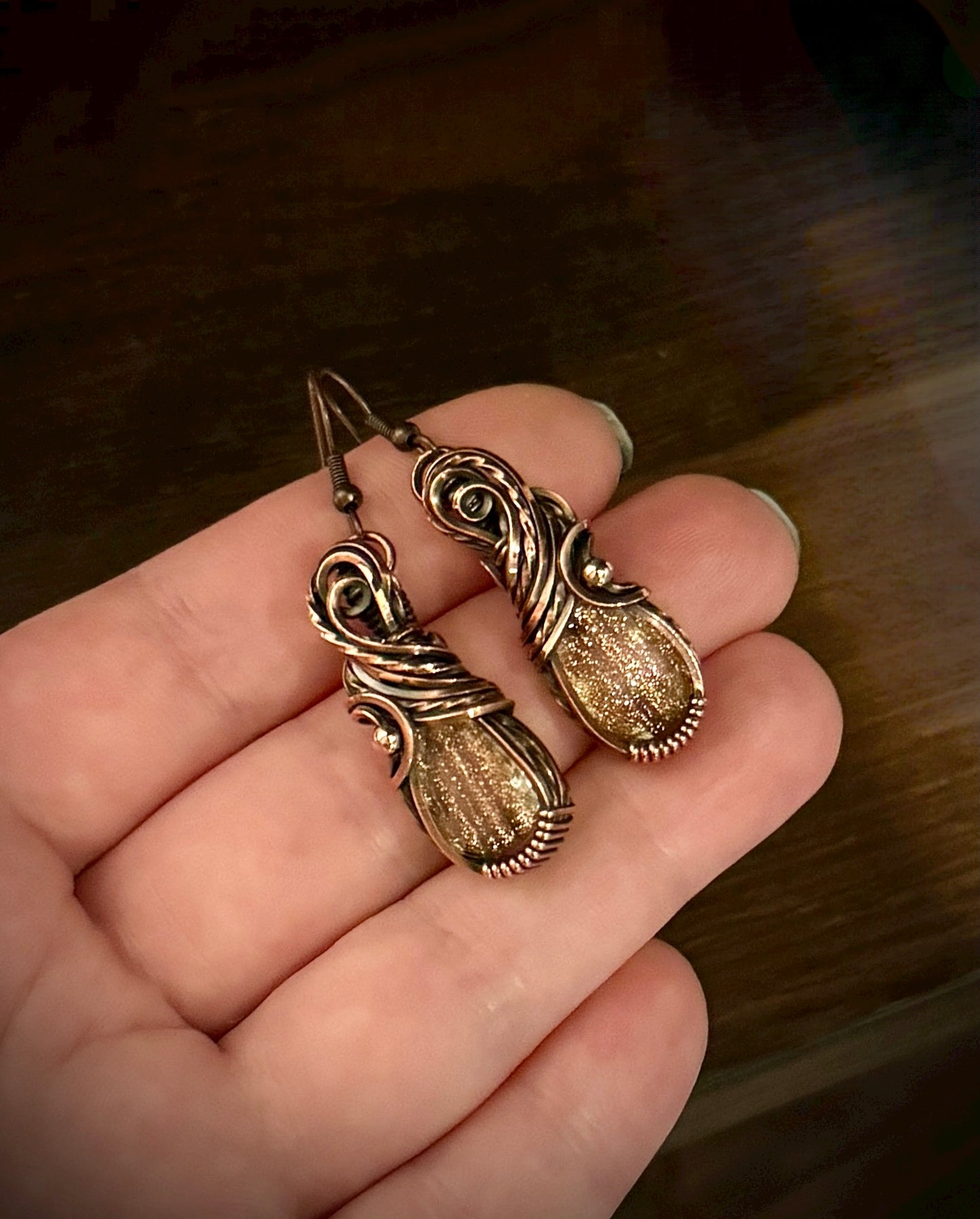Goldstone earrings