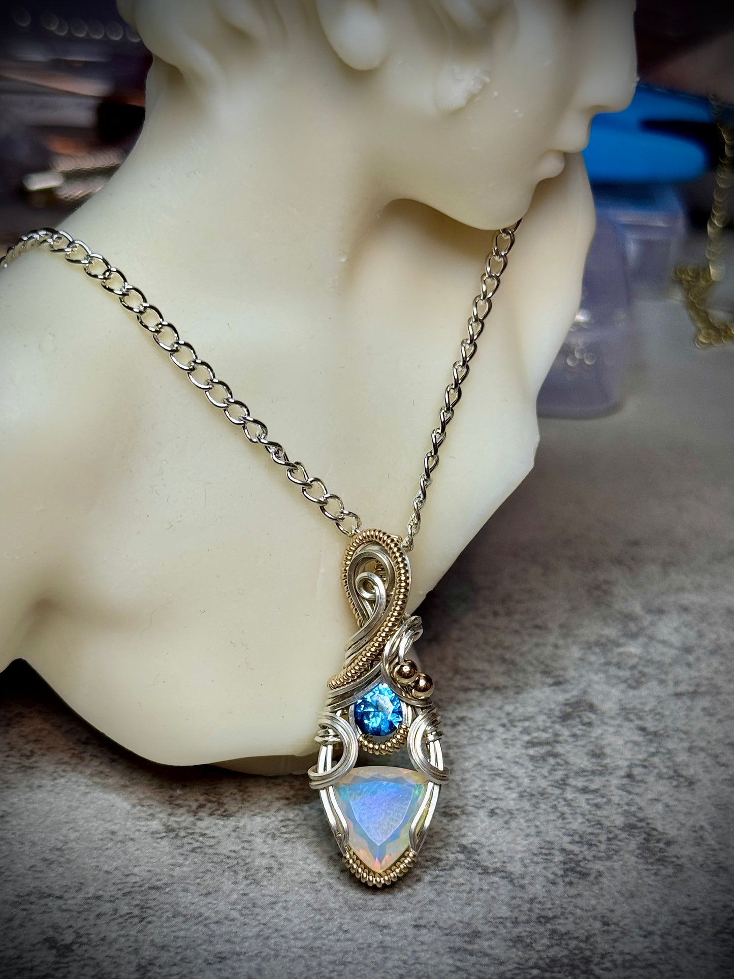 .Opal and Blue Topaz