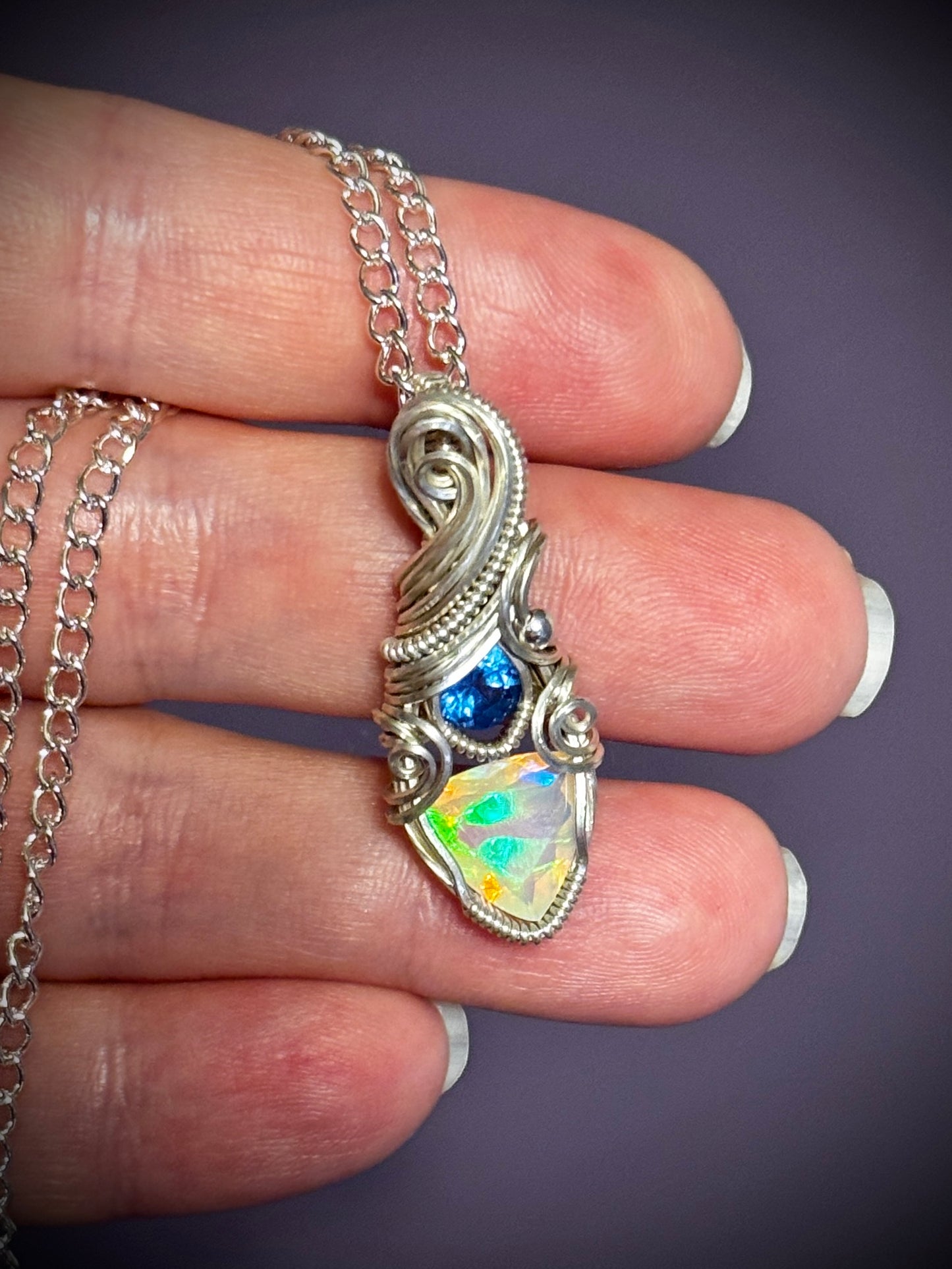 .Opal and Blue Topaz