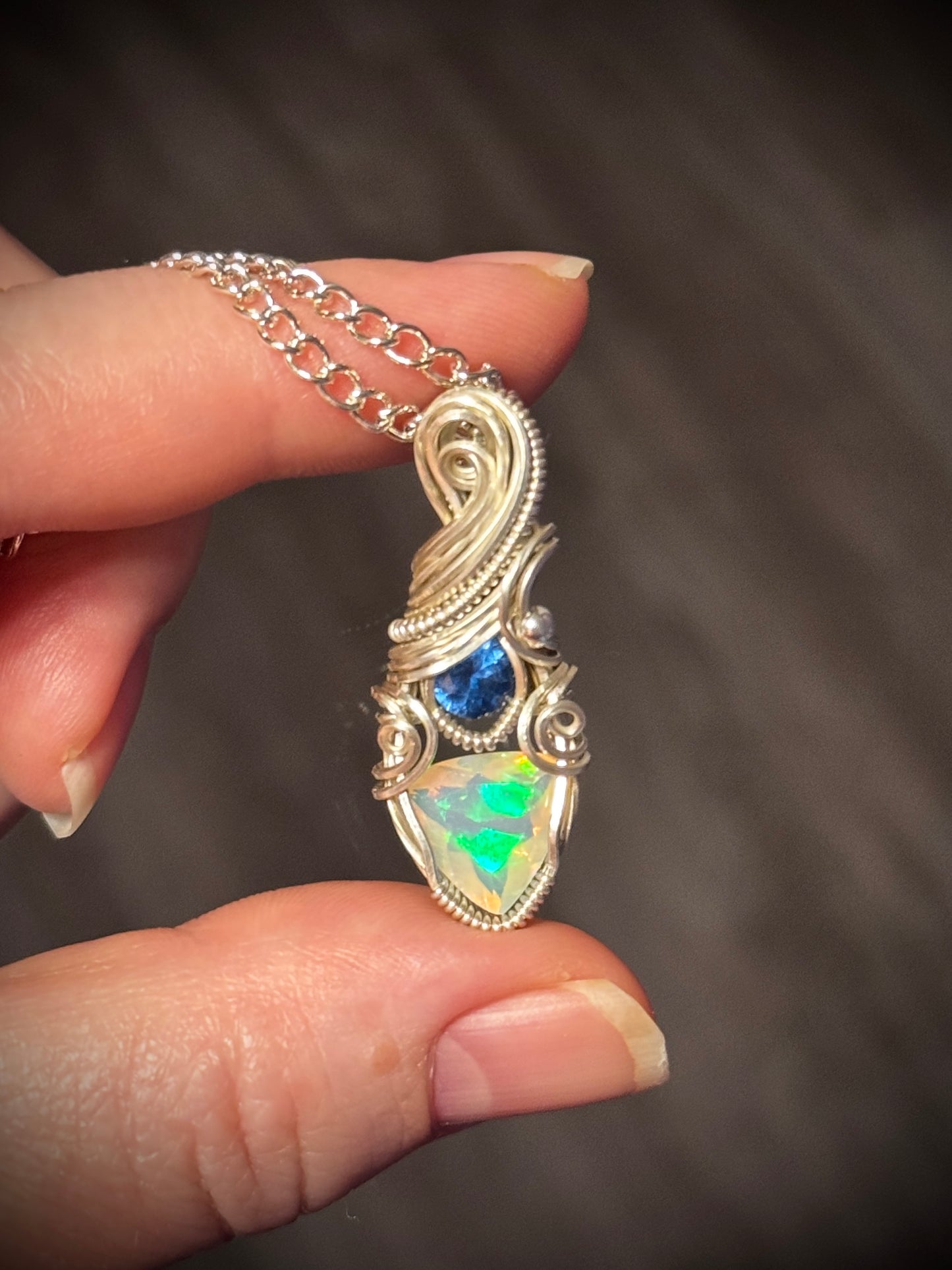 .Opal and Blue Topaz