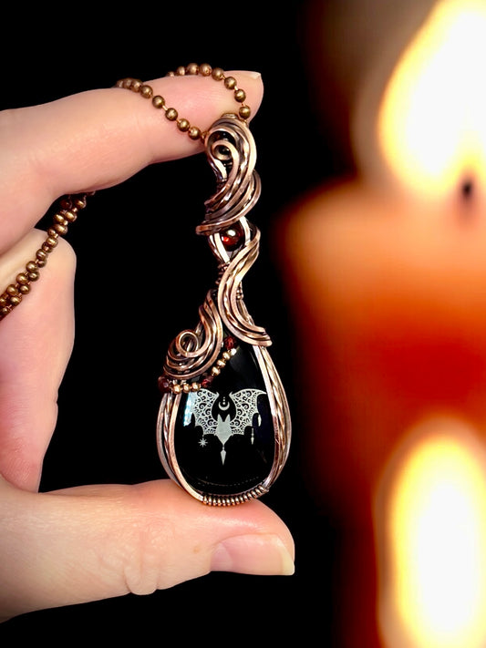 .Onyx Bat pendant