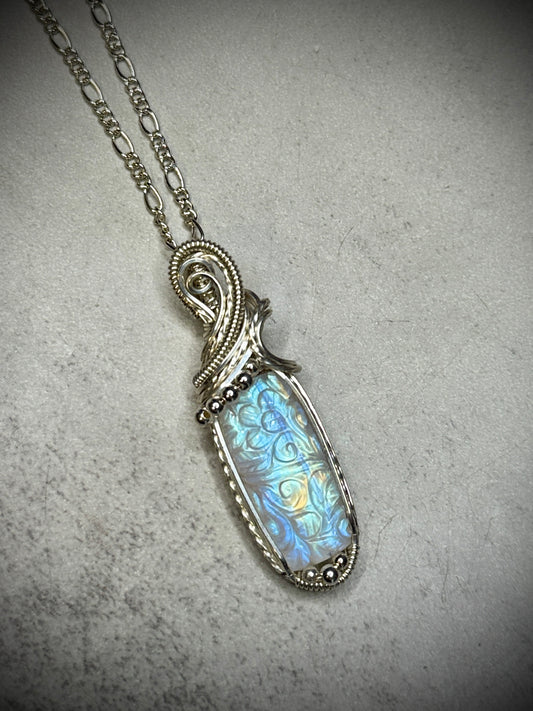 .Carved Rainbow Moonstone