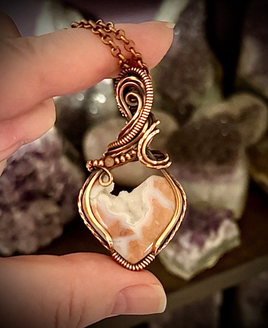 .Cotton Candy Agate heart